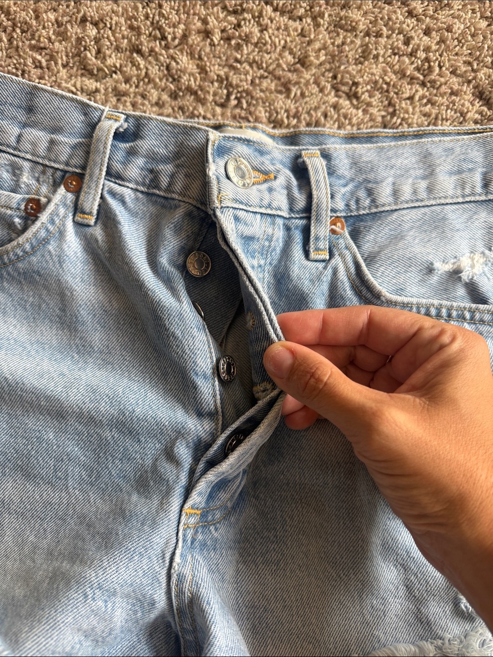 Agolde distressed Parker 100% cotton shorts size 27 - Picture 4 of 8